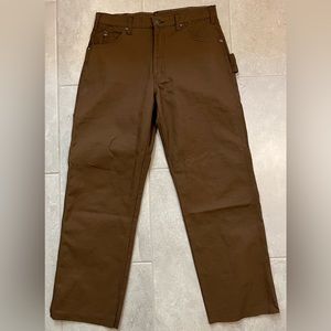 Dickies Brown Work Pants Brand New Without Tags Bottom Cut Off 34x32